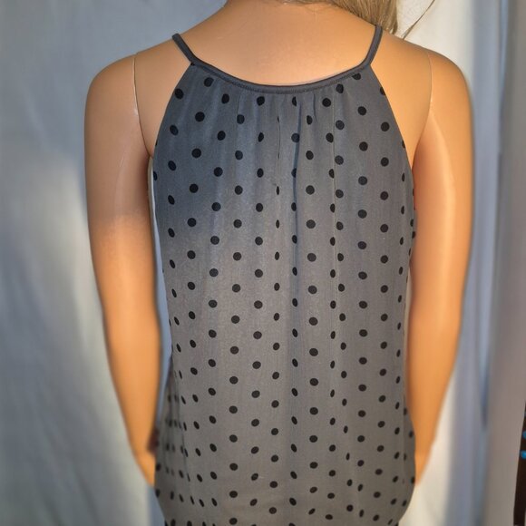 Express sleeveless top w/ keyhole back, Grey with black dots in size small - Picture 9 of 14